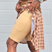 Lataa kuva Galleria-katseluun, Beige ruudullinen pitkä culottes-hame taskuilla