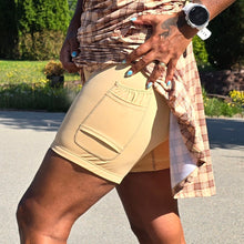 Ladda upp bild till gallerivisning, Beige Rutig Byxkjol med fickor utanpå
