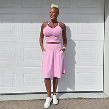Ladda upp bild till gallerivisning, Pink Rose Knälång Byxkjol med Fickor