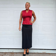 Ladda upp bild till gallerivisning, Svart Lång Zip-kjol med Innershorts