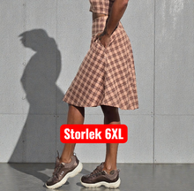 Lataa kuva Galleria-katseluun, Beige ruudullinen pitkä culottes-hame taskuilla