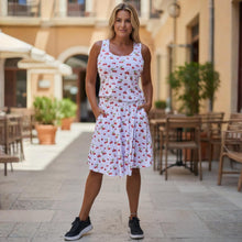 Lataa kuva Galleria-katseluun, Valkoinen kirsikanpunainen polvipituinen housuhame