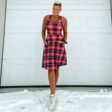 Ladda upp bild till gallerivisning, Röd Rutig Lång Byxkjol med Fickor
