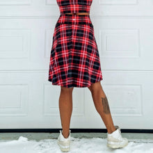 Ladda upp bild till gallerivisning, Röd Rutig Lång Byxkjol med Fickor