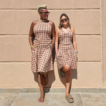 Ladda upp bild till gallerivisning, Beige Rutig Byxkjol med fickor utanpå