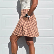 Ladda upp bild till gallerivisning, Beige Rutig Byxkjol med fickor utanpå