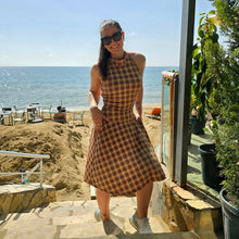 Ladda upp bild till gallerivisning, Beige Rutig Lång Byxkjol med Fickor