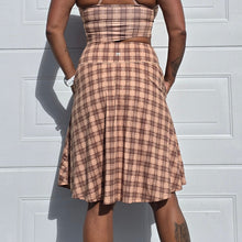 Ladda upp bild till gallerivisning, Beige Rutig Lång Byxkjol med Fickor