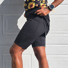 Ladda upp bild till gallerivisning, Svart Knälång Zip-kjol med Innershorts
