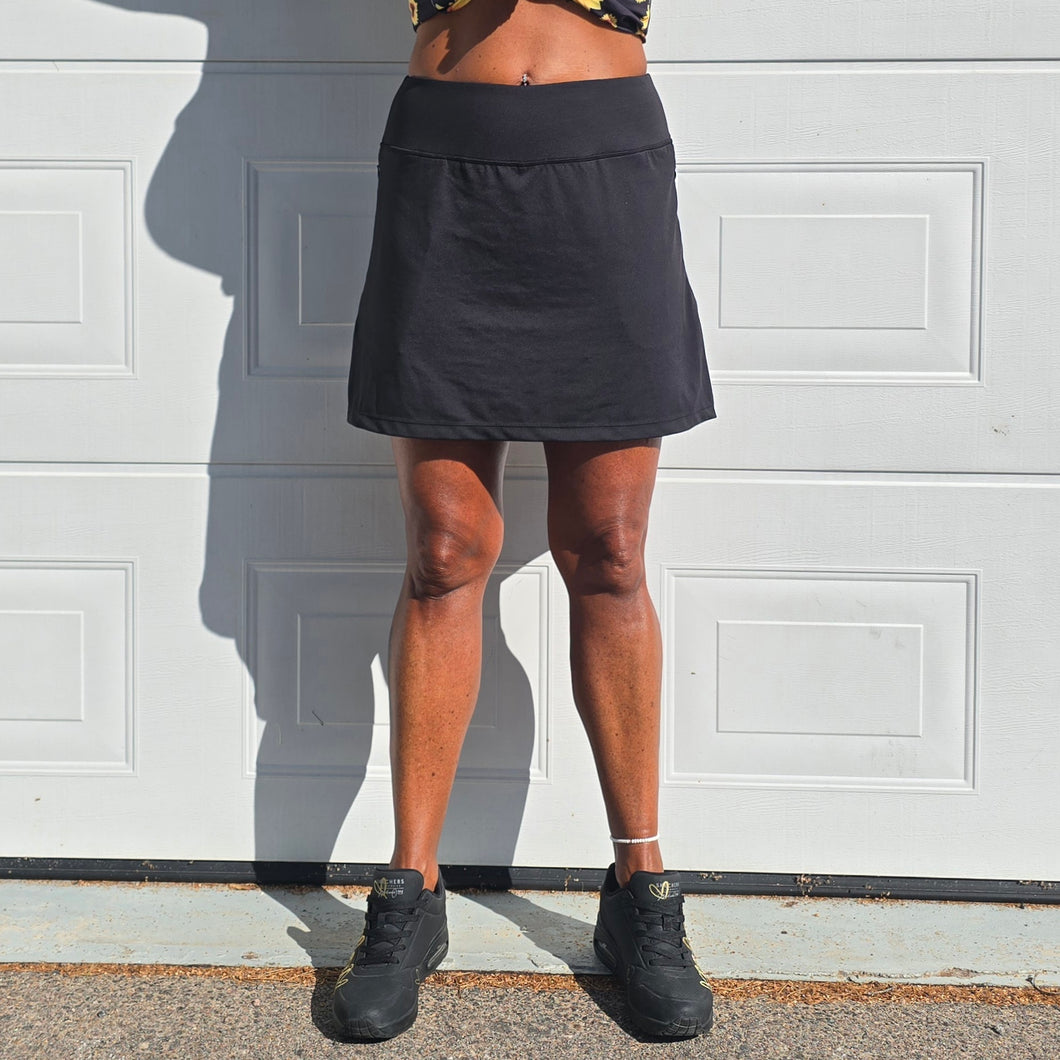 Svart Kort Zip-kjol med Innershorts