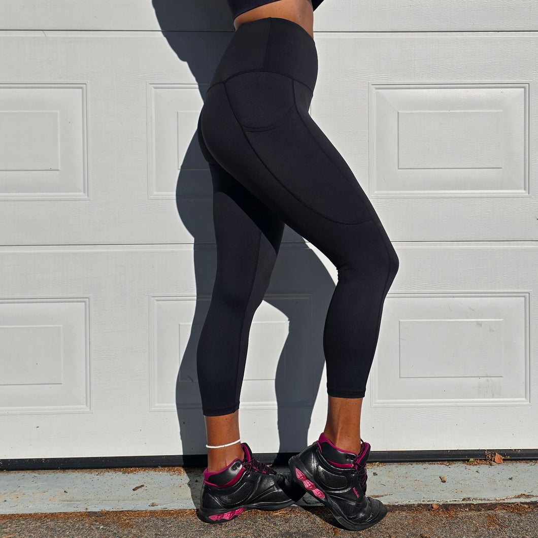 Svarta 7/8 tights med fickor