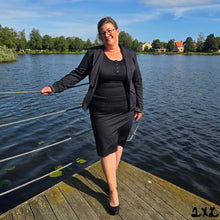 Ladda upp bild till gallerivisning, Svart Knälång Zip-kjol med Innershorts
